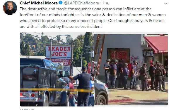 Фото: twitter.com/LAPDHQ Появились подробности инцидента с мужчиной, который забарикадировался в супермаркете в США